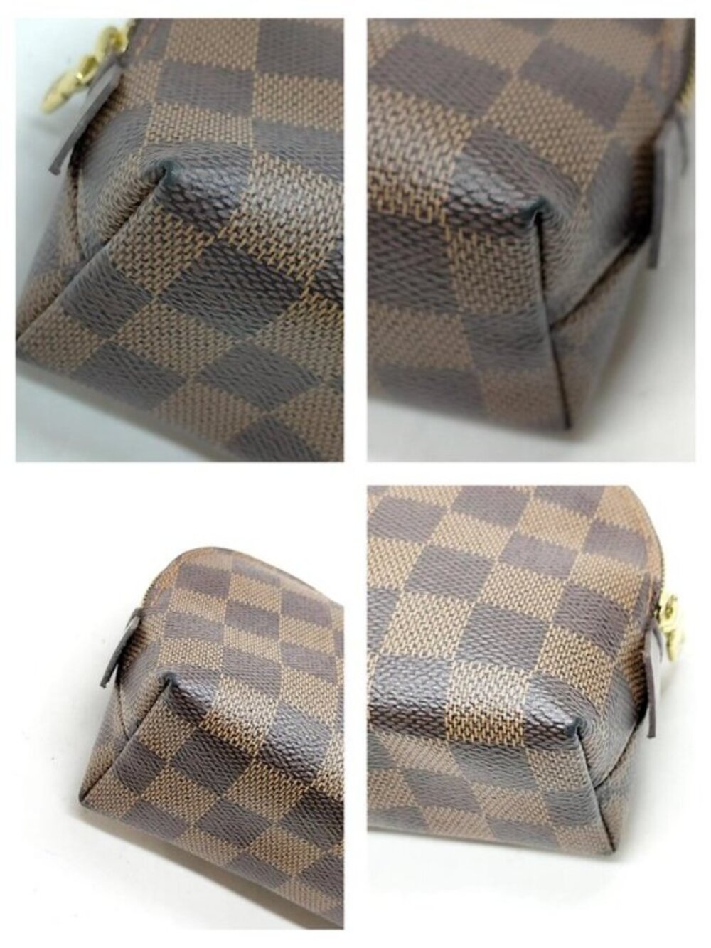 Authentic Louis Vuitton Cosmetic Pochette Damier Ebene Makeup Pouch Brown Canvas - Picture 9 of 16